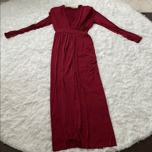 Long Burgundy 2 slit Dress